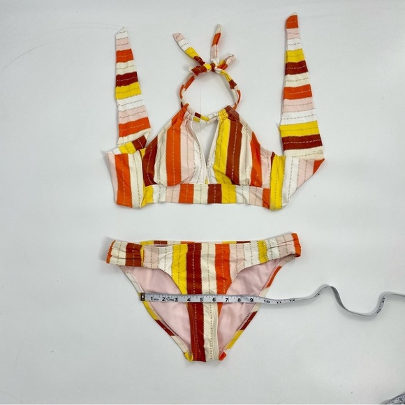 Gibson *Latimer 2 piece bikini swimsuit Stripe mod retro mid rise boho XS - Picture 5 of 8